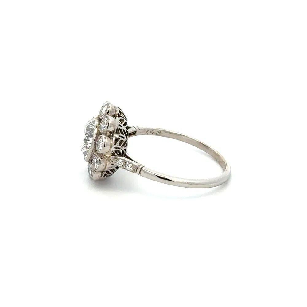 Women's 1.48 Carat Diamond and Platinum Vintage Statement Cocktail  Ring For Sale