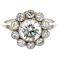 1.48 Carat Diamond and Platinum Vintage Statement Cocktail  Ring