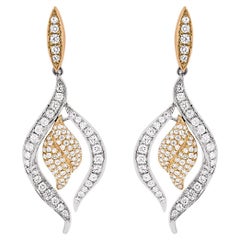 1.48 Carat Diamonds Earrings in 18k Two Tone Gold