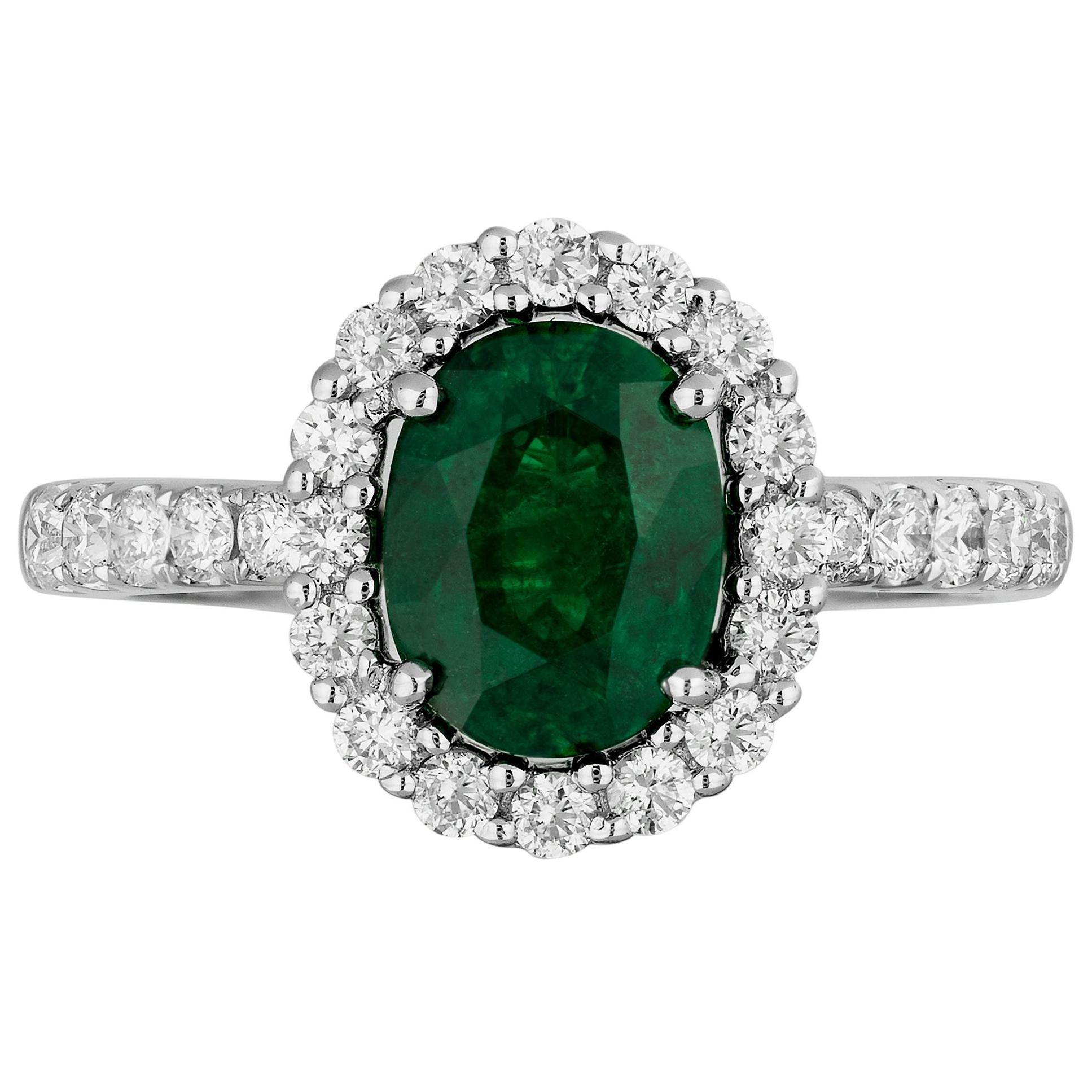 1.48 Carat Emerald Diamond Ring For Sale