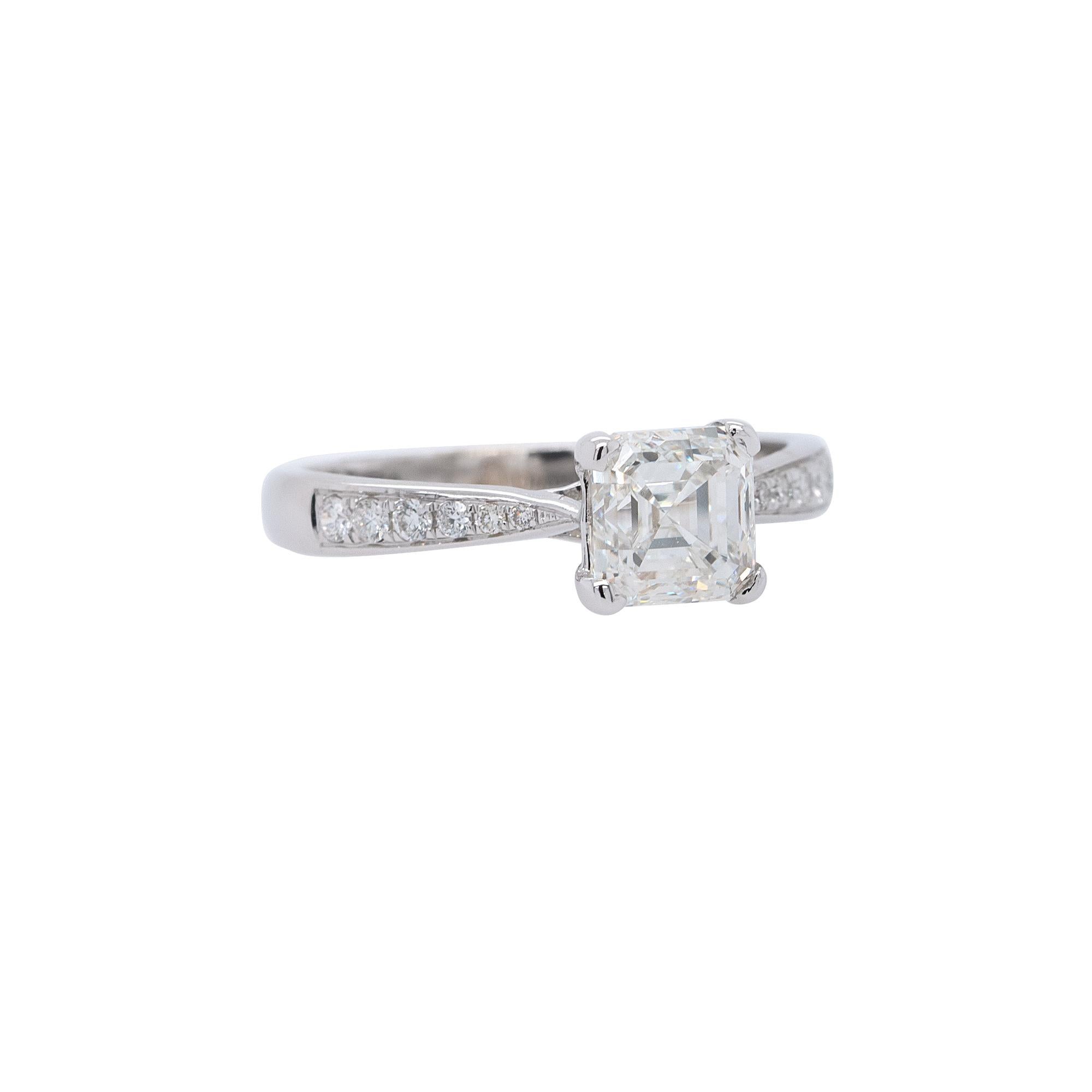 Women's 1.48 Carat GIA Emerald Cut Engagement Ring Set For Sale