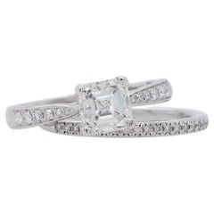 1.48 Carat GIA Emerald Cut Engagement Ring Set