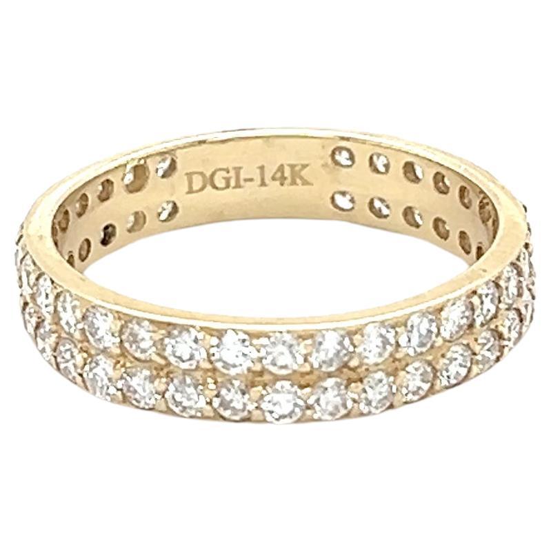 1.48 Carat Natural Diamond Yellow Gold Band For Sale