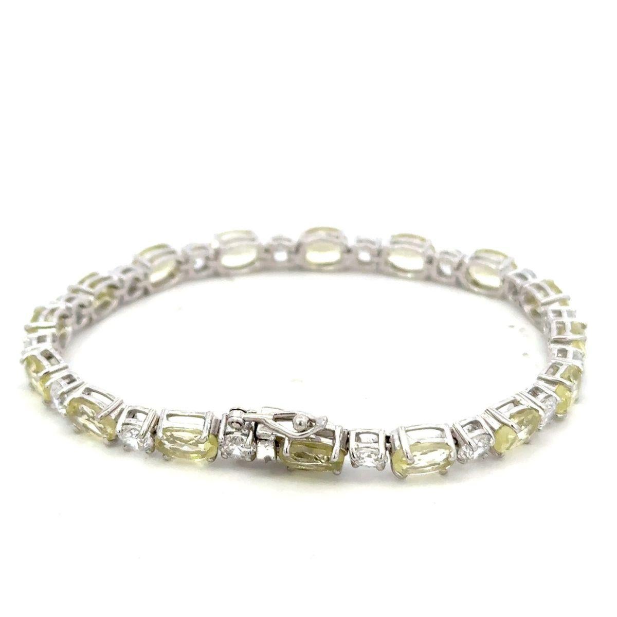 Pulsera de regalo para mamá de cuarzo limón natural de 14,8 quilates en plata 925 Moderno en venta
