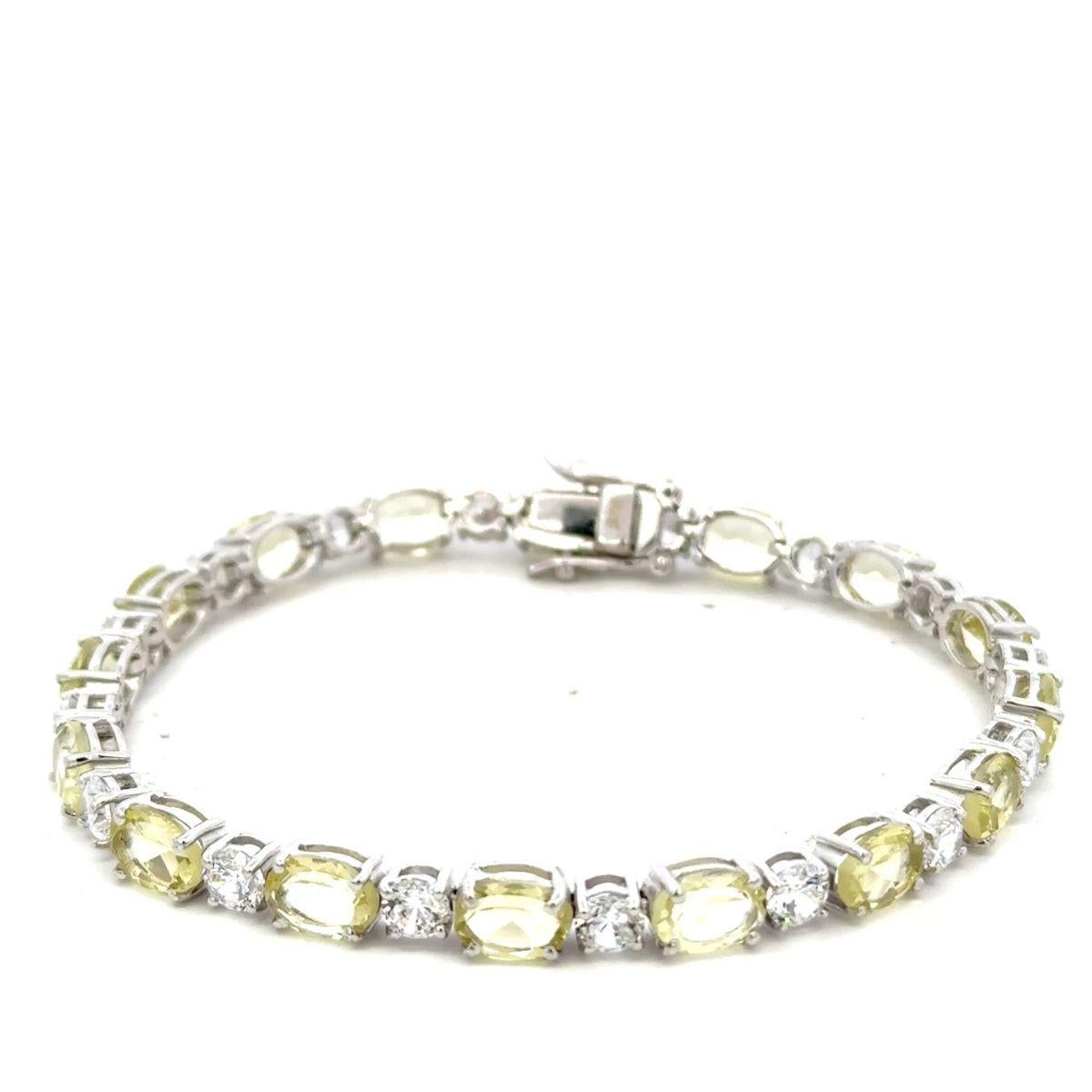 Pulsera de regalo para mamá de cuarzo limón natural de 14,8 quilates en plata 925 en Nuevo estado para la venta en New York, NY
