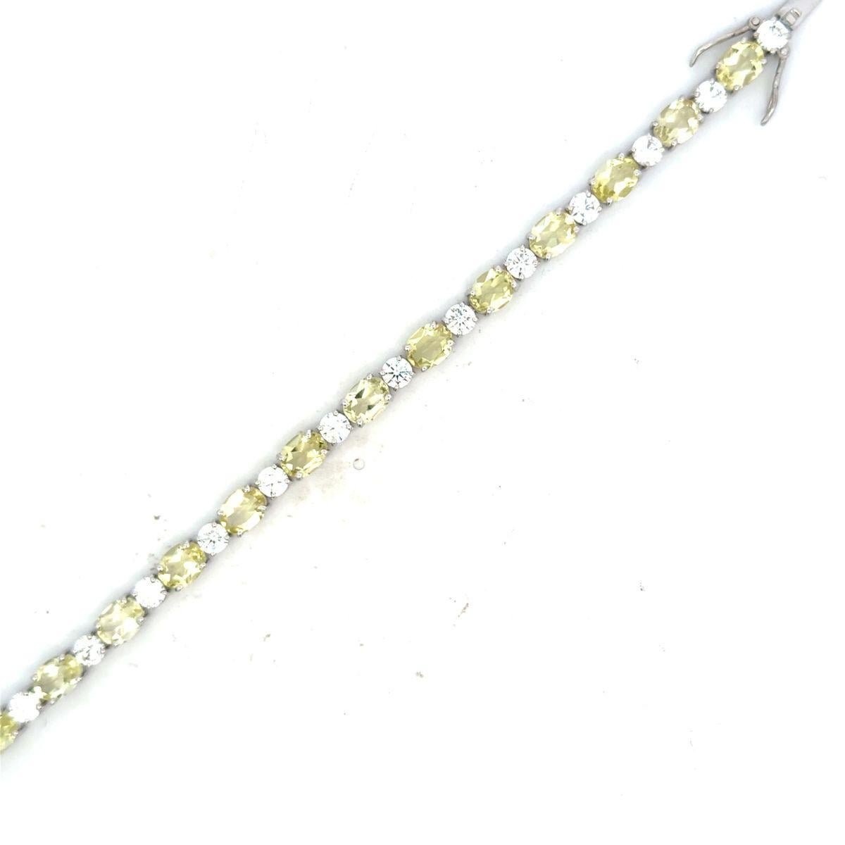 Pulsera de regalo para mamá de cuarzo limón natural de 14,8 quilates en plata 925 en venta 2