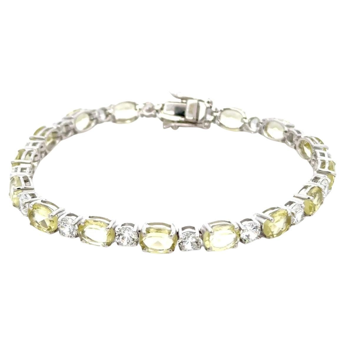 14,8 Karat natürlicher Zitronenquarz Tennis Mom Gift-Armband für Mutter in 925 Silber