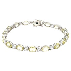 Bracelet cadeau pour mère de tennis en argent 925 avec quartz citron naturel de 14,8 carats