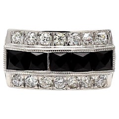 1.48 Carat Old European Cut and Black Diamond Platinum Vintage Ring