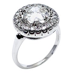 1.48 Carat Old European Cut and Single Cut Diamond White Gold Ring