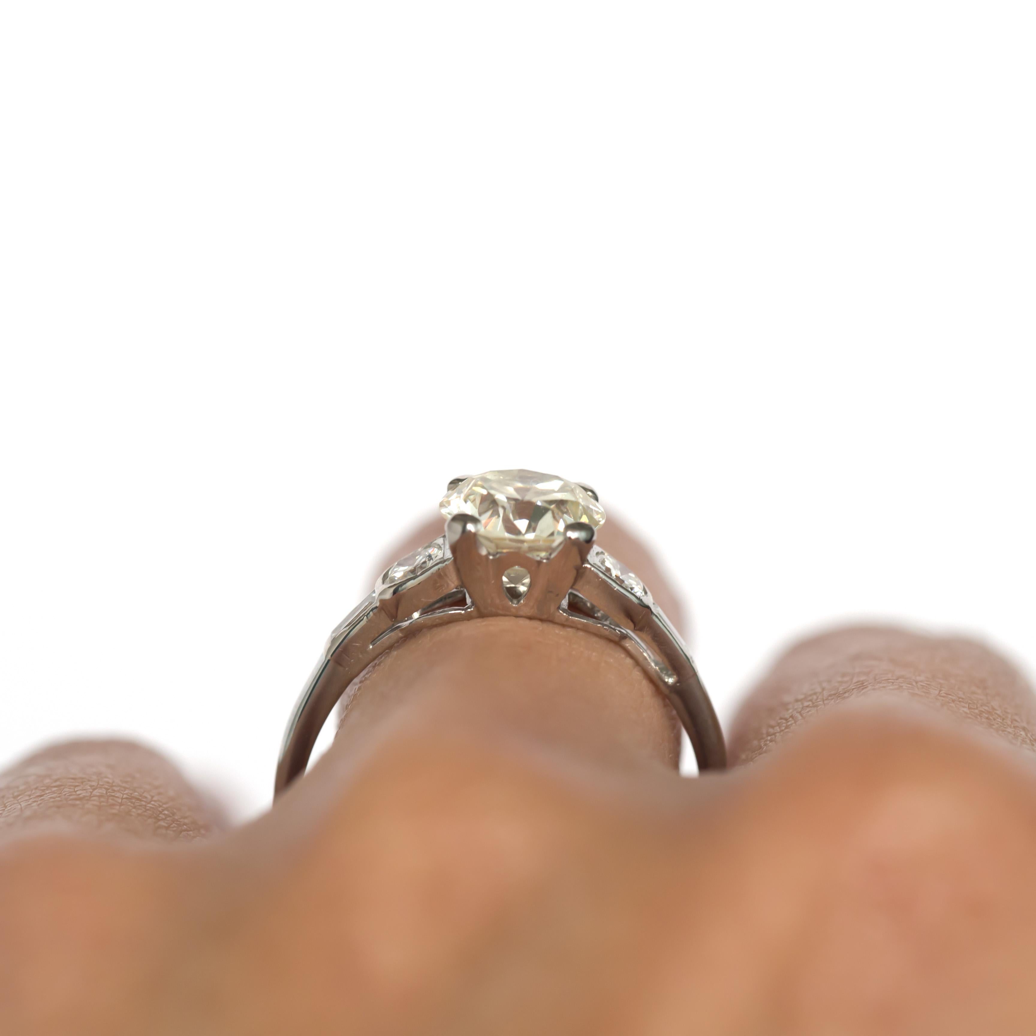 1,48 Karat alter europäischer Diamant Platin-Verlobungsring im Angebot 3