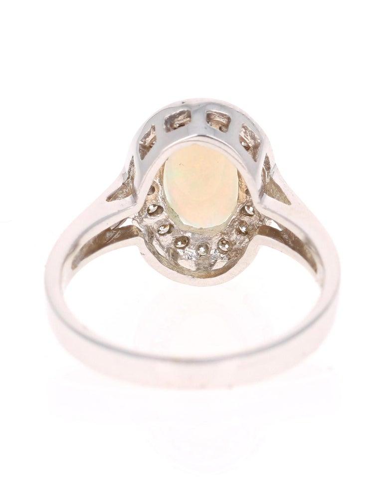1.48 Carat Oval Cut Opal Diamond White Gold Cocktail Ring In New Condition For Sale In Los Angeles, CA