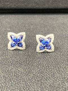 1,48 Karat birnenförmige Saphir- und Diamant-Ohrstecker aus 18 Karat Weißgold