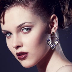 Pendientes de diamantes de tanzanita de 14,8 quilates Rainbow Moonstone