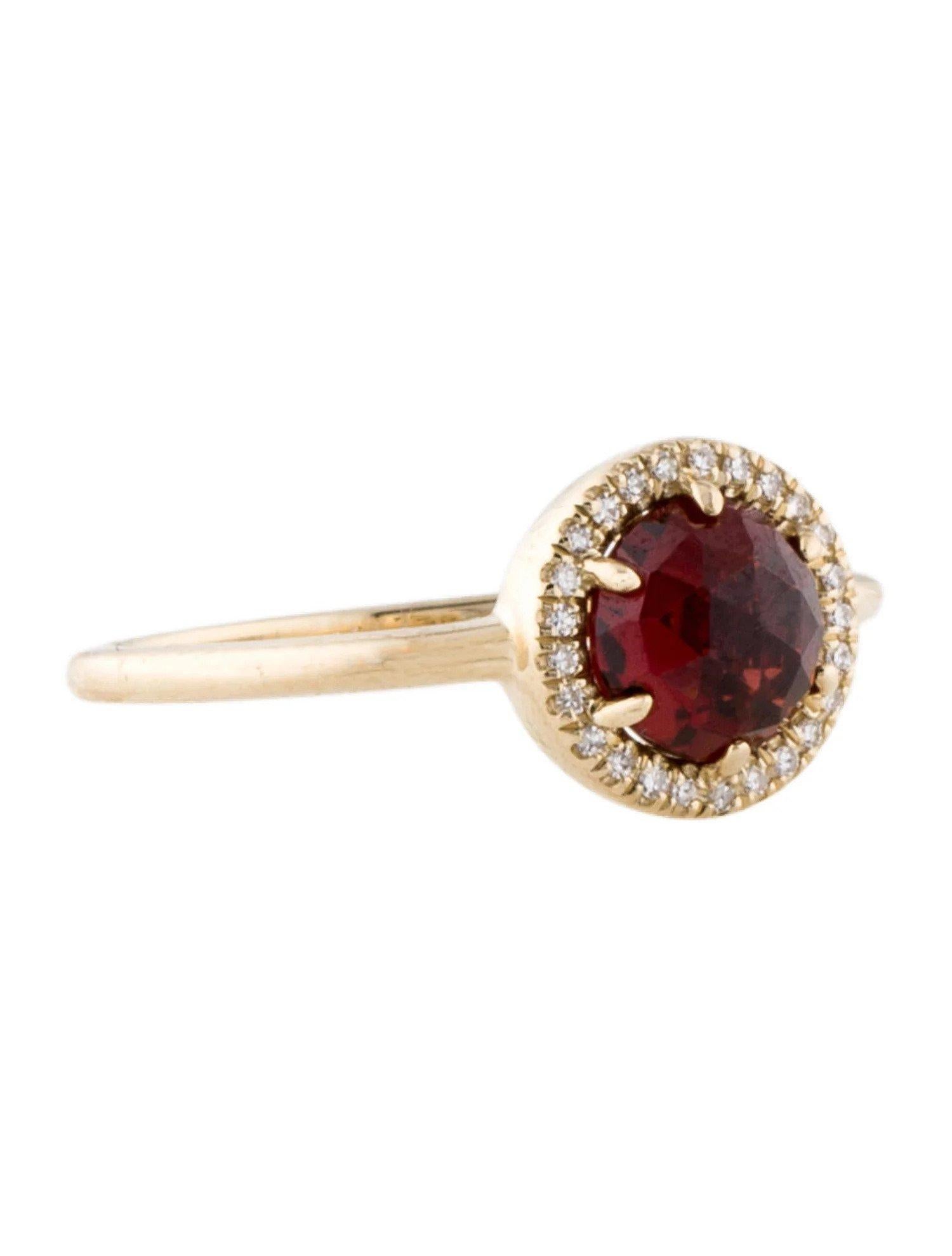 Round Cut 1.48 Carat Round Garnet & Diamond Yellow Gold Ring For Sale