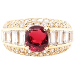 1.48 Carat Ruby and Diamond Band Ring Set in 18 Karat Gold