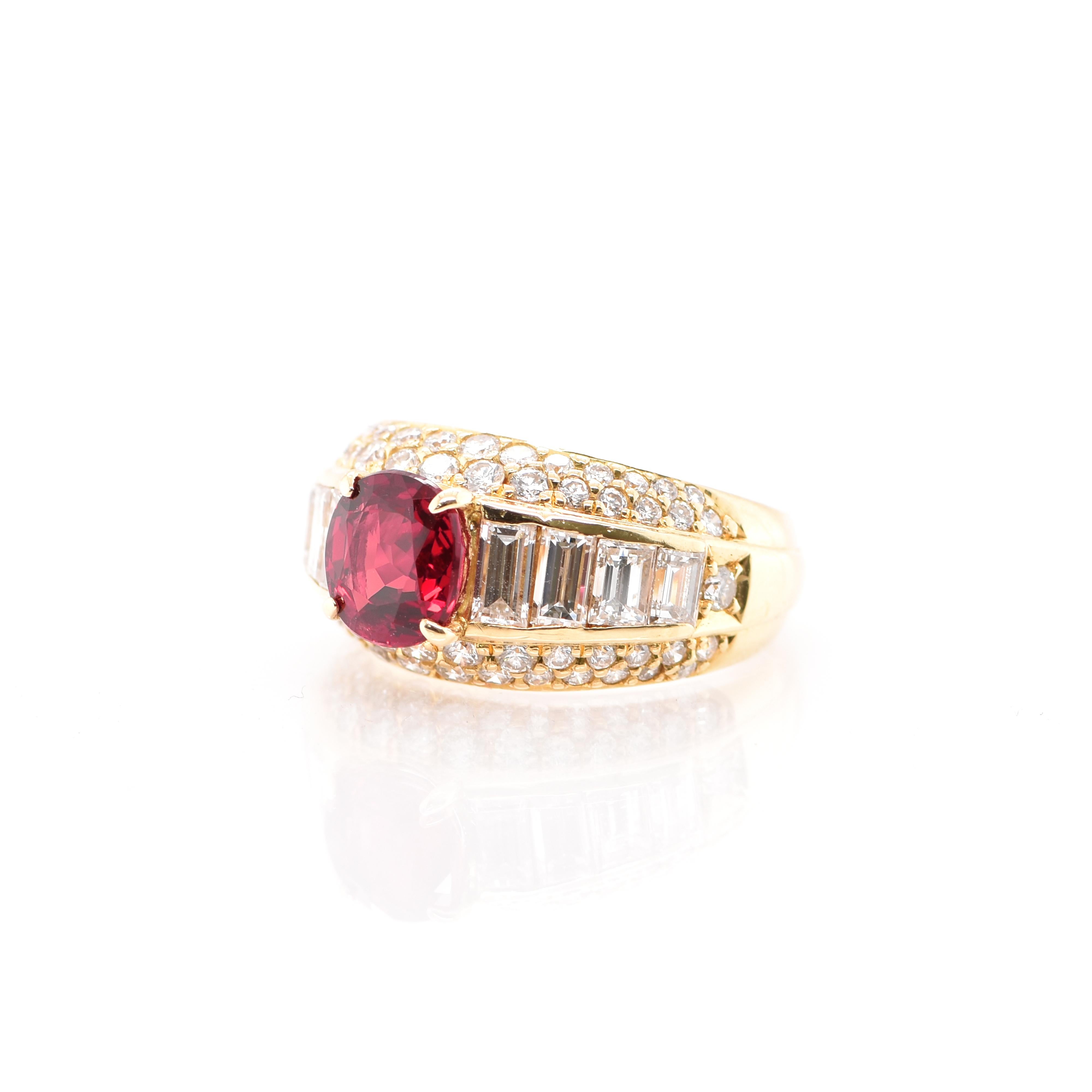 Modern 1.48 Carat Ruby and Diamond Band Ring Set in 18 Karat Gold