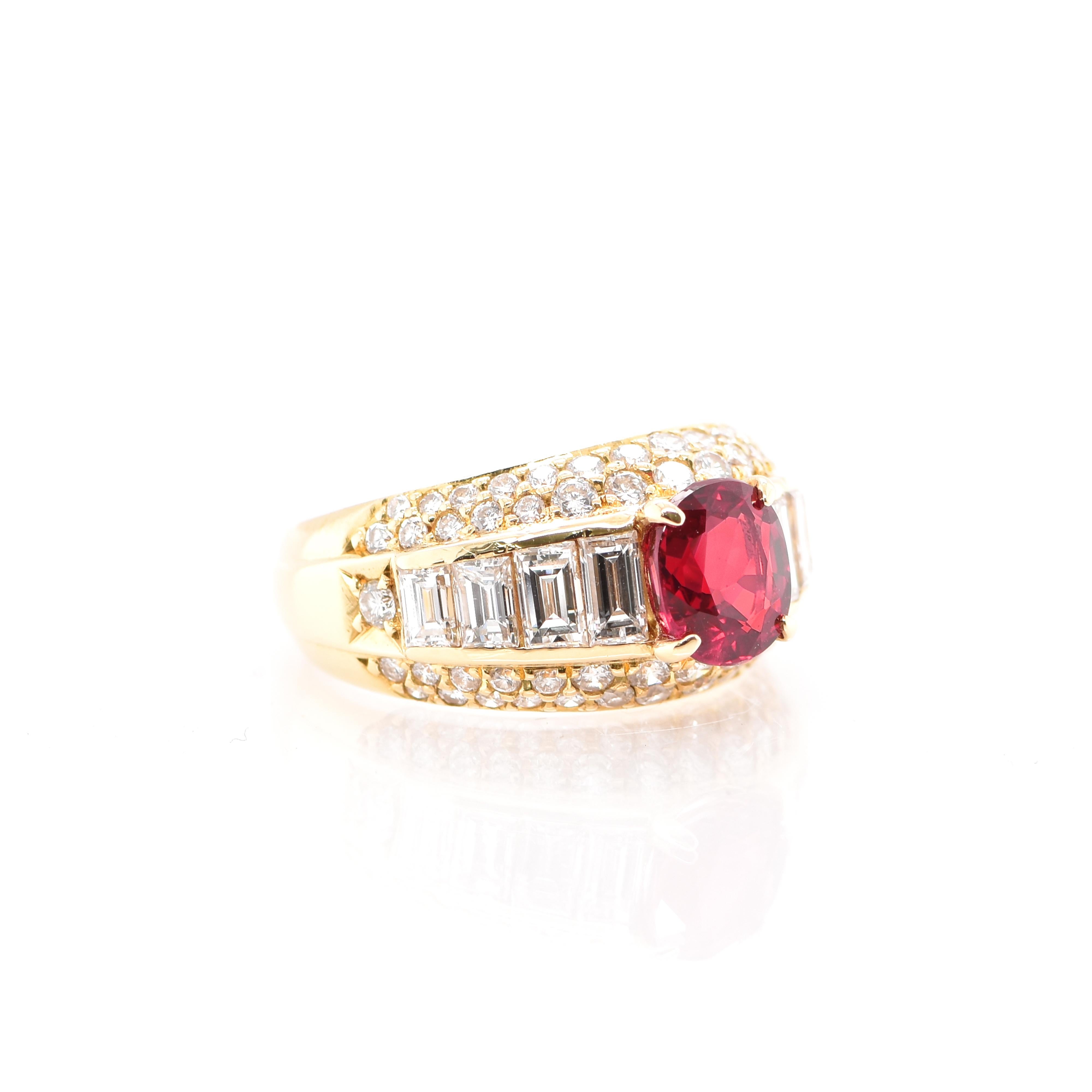 Oval Cut 1.48 Carat Ruby and Diamond Band Ring Set in 18 Karat Gold