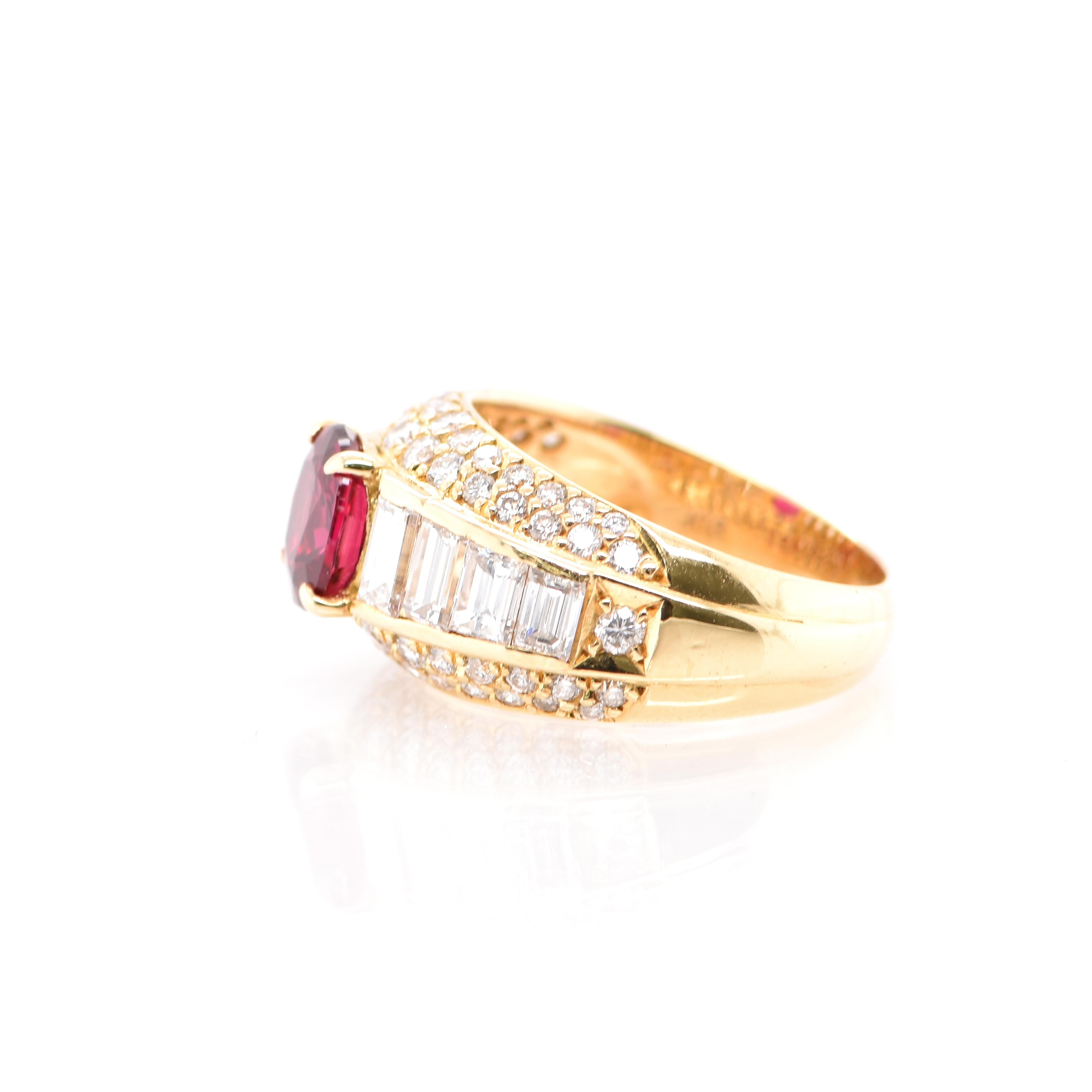 1.48 Carat Ruby and Diamond Band Ring Set in 18 Karat Gold In Excellent Condition In Tokyo, JP