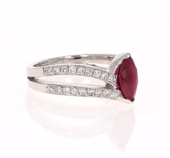 Contemporary 1.48ct Marquise Ruby & Diamond Ring in 18K White Gold