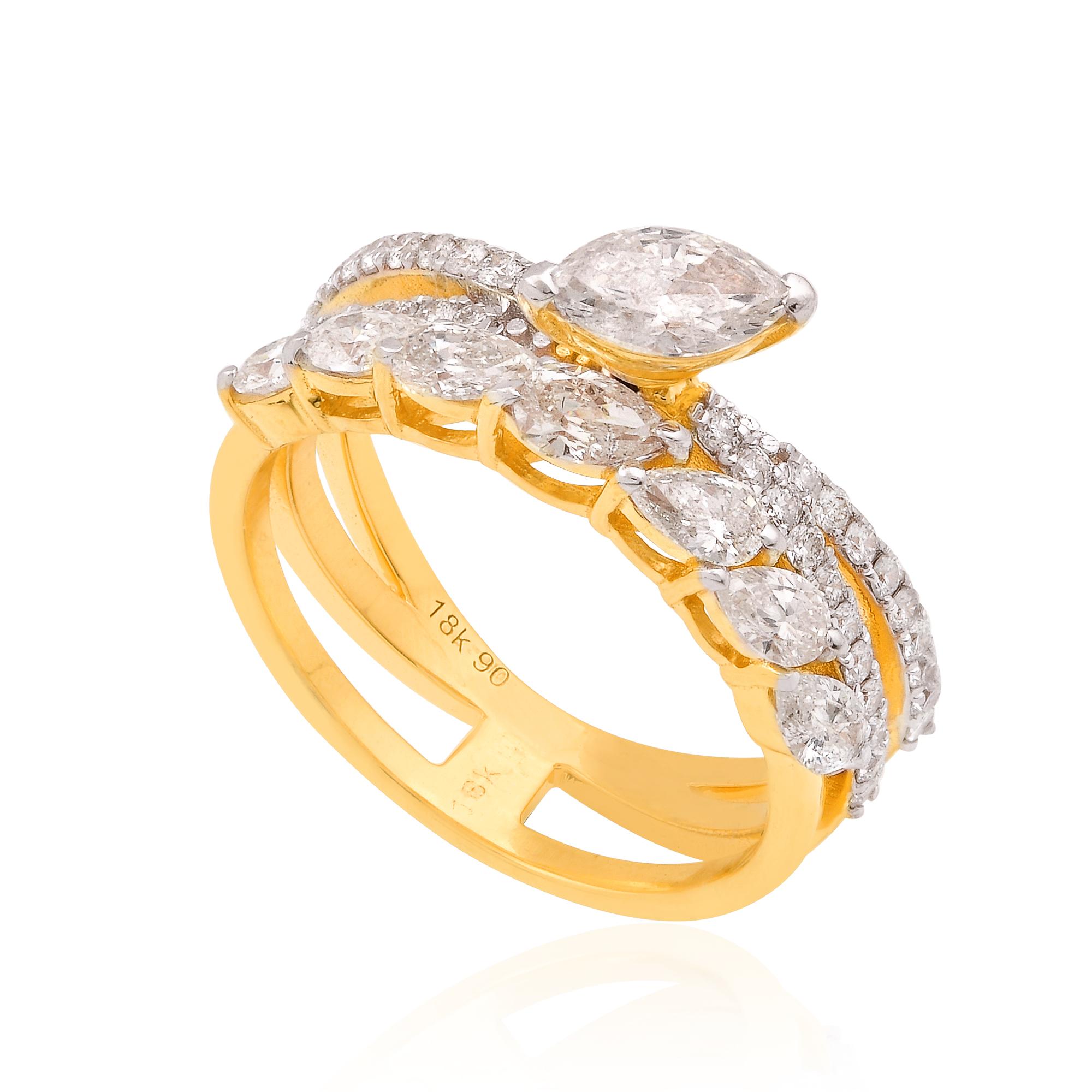 For Sale:  1.48 Carat SI Clarity HI Color Diamond Criss Cross Ring 18 Karat Yellow Gold 2