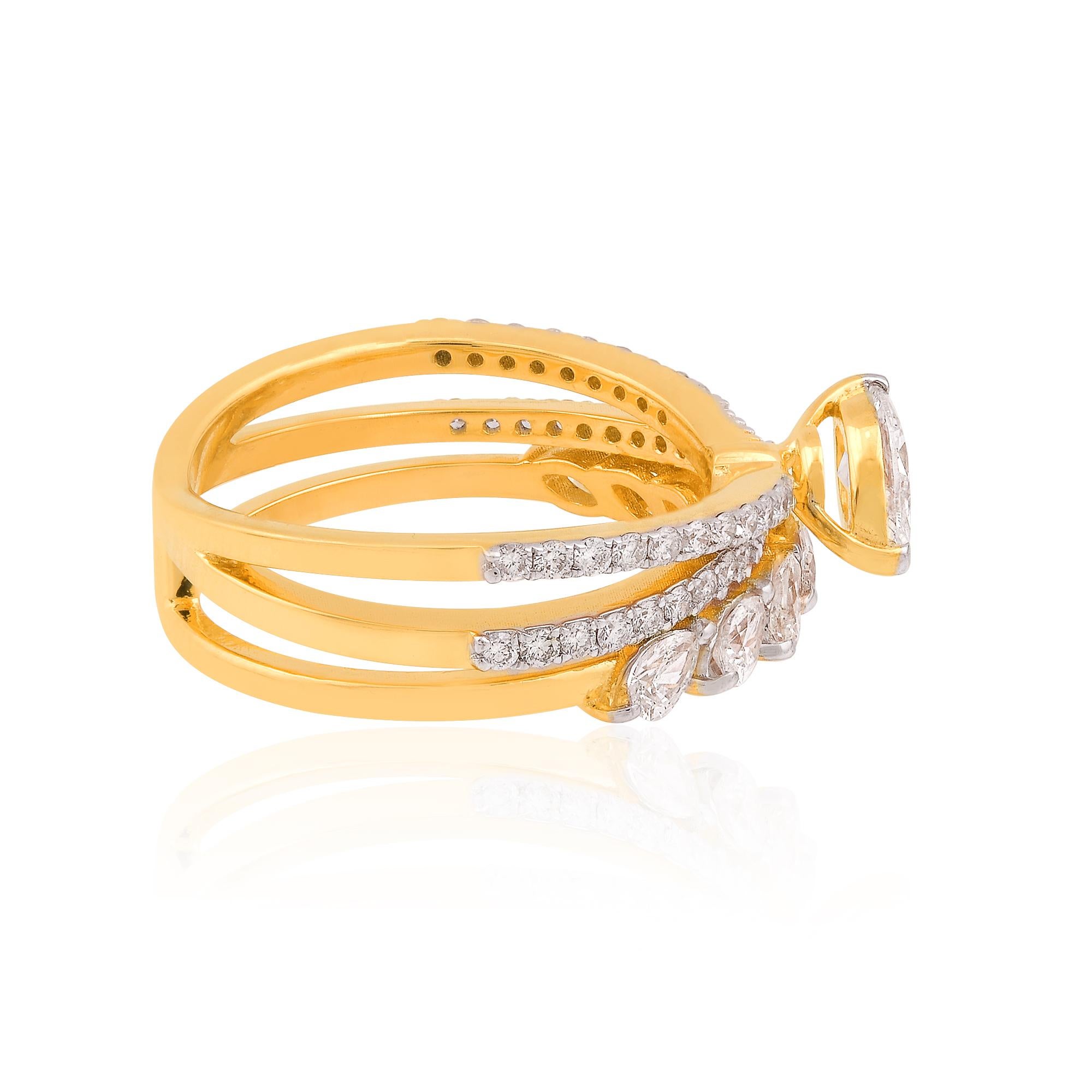 For Sale:  1.48 Carat SI Clarity HI Color Diamond Criss Cross Ring 18 Karat Yellow Gold 3