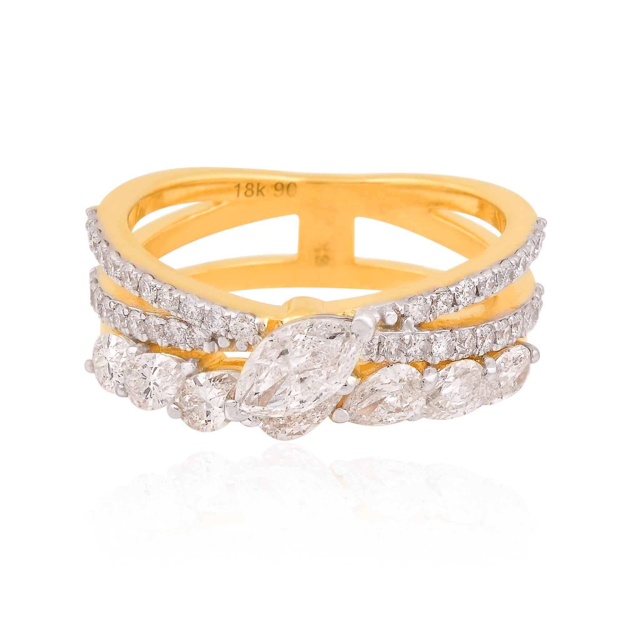 in vendita:  Anello a fascia incrociata con diamanti da 1,48 carati, purezza SI e colore HI, oro giallo 18 carati 4