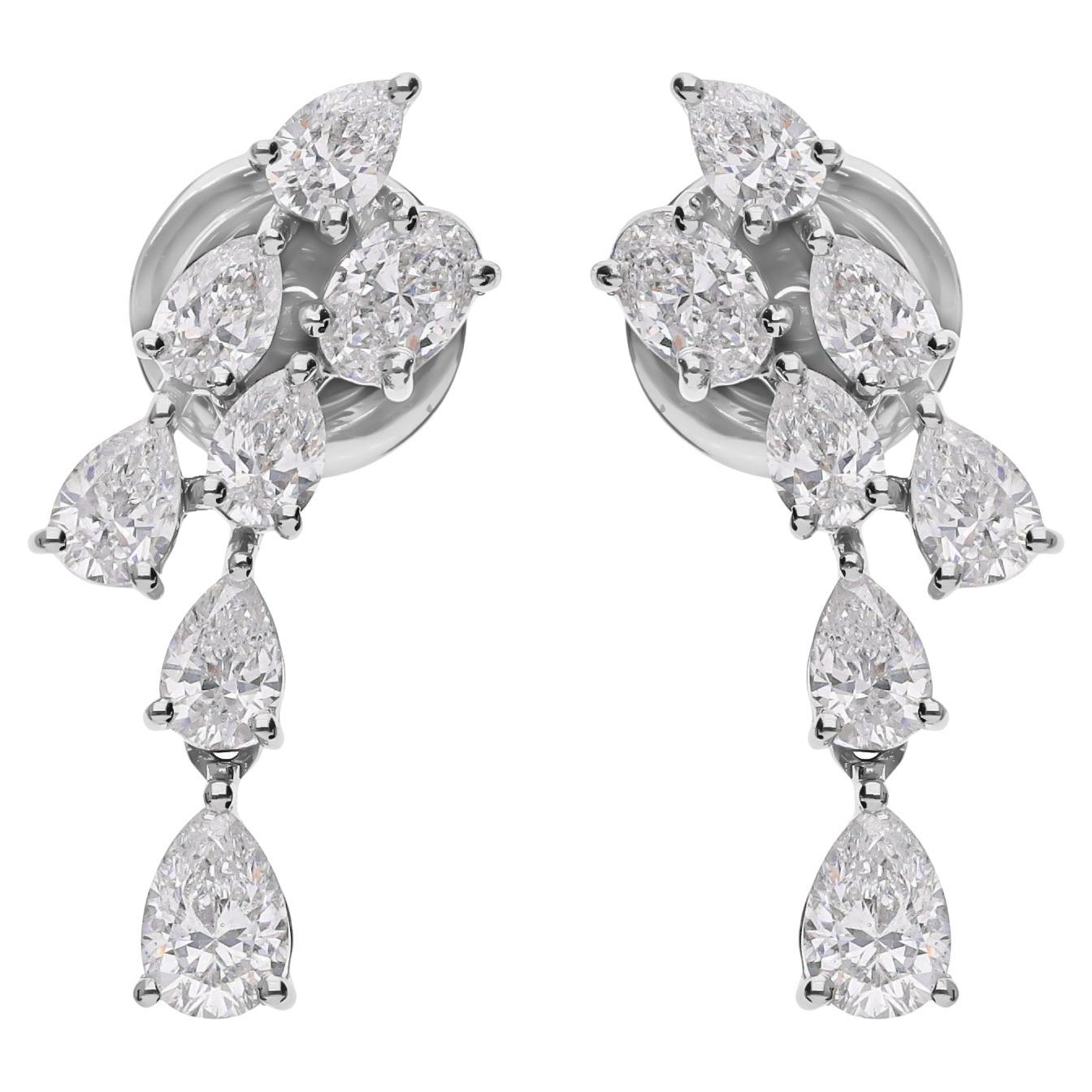 1.48 Carat SI Clarity HI Color Pear Oval Diamond Earrings 18 Karat White Gold