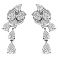Pendientes de diamantes ovalados pera de 1,48 quilates, claridad SI y color HI, oro blanco de 18 quilates
