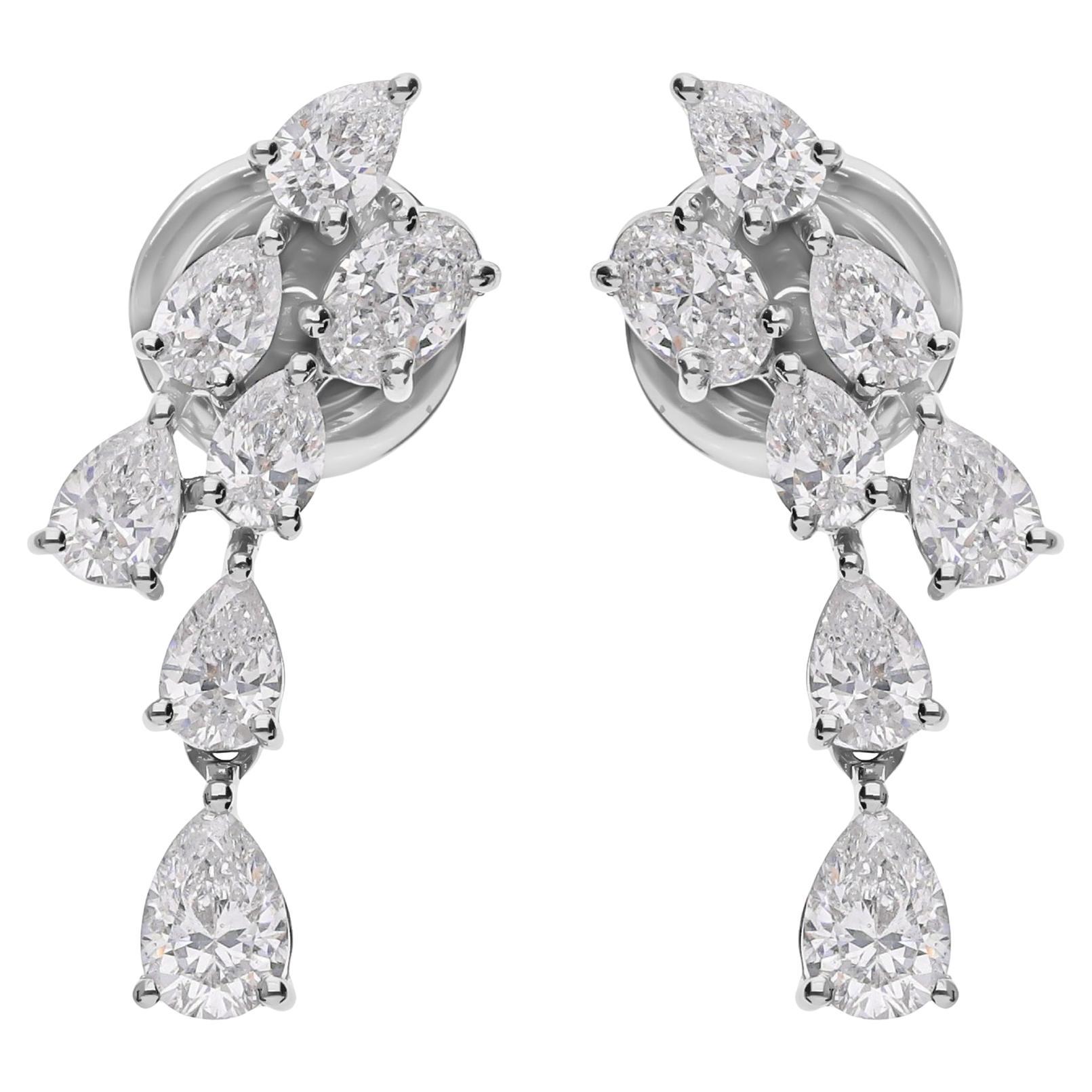 Pendientes de diamantes ovalados pera de 1,48 quilates, claridad SI y color HI, oro blanco de 18 quilates