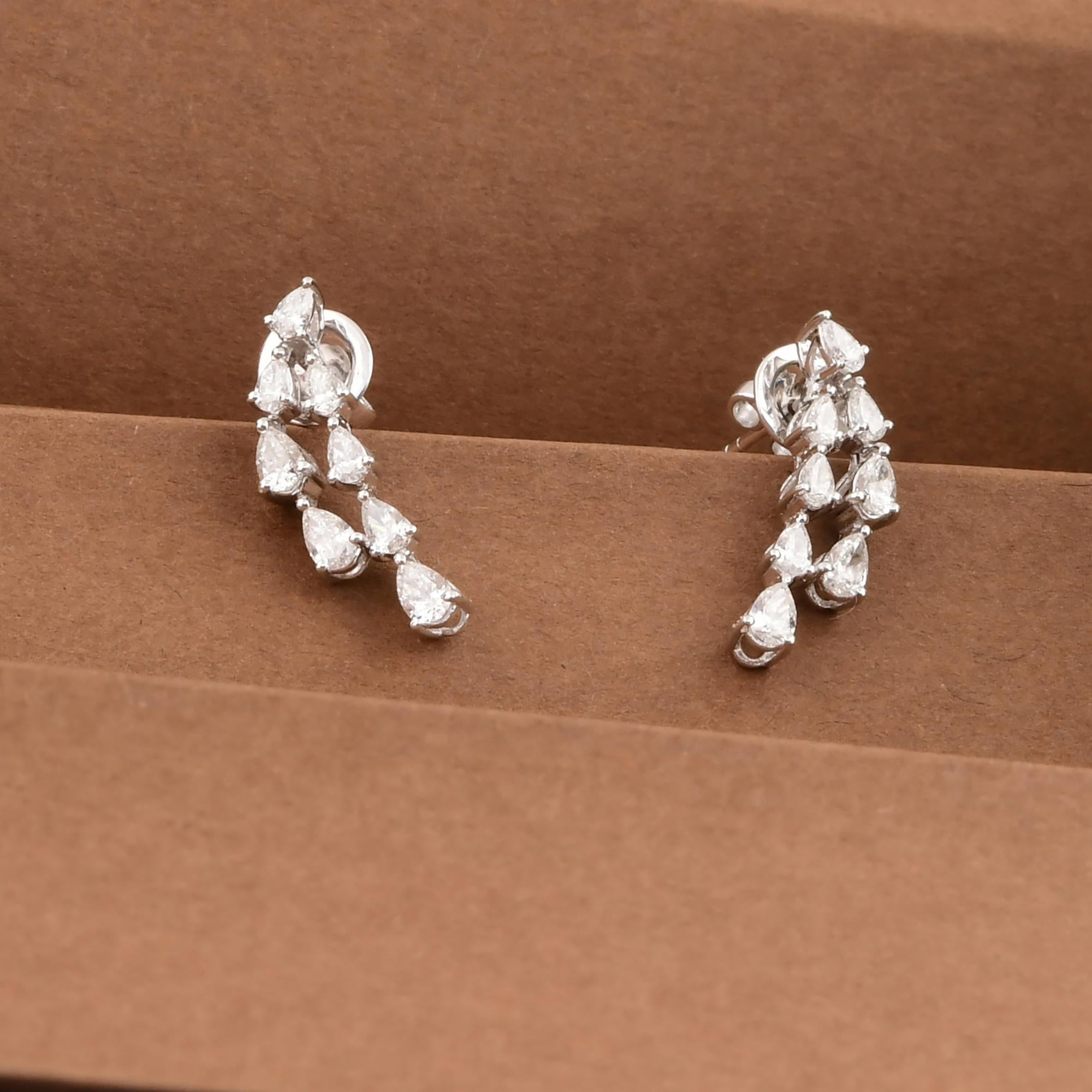Modern 1.48 Carat SI/H Pear Brilliant Cut Diamond Earrings 14 Karat White Gold Jewelry For Sale