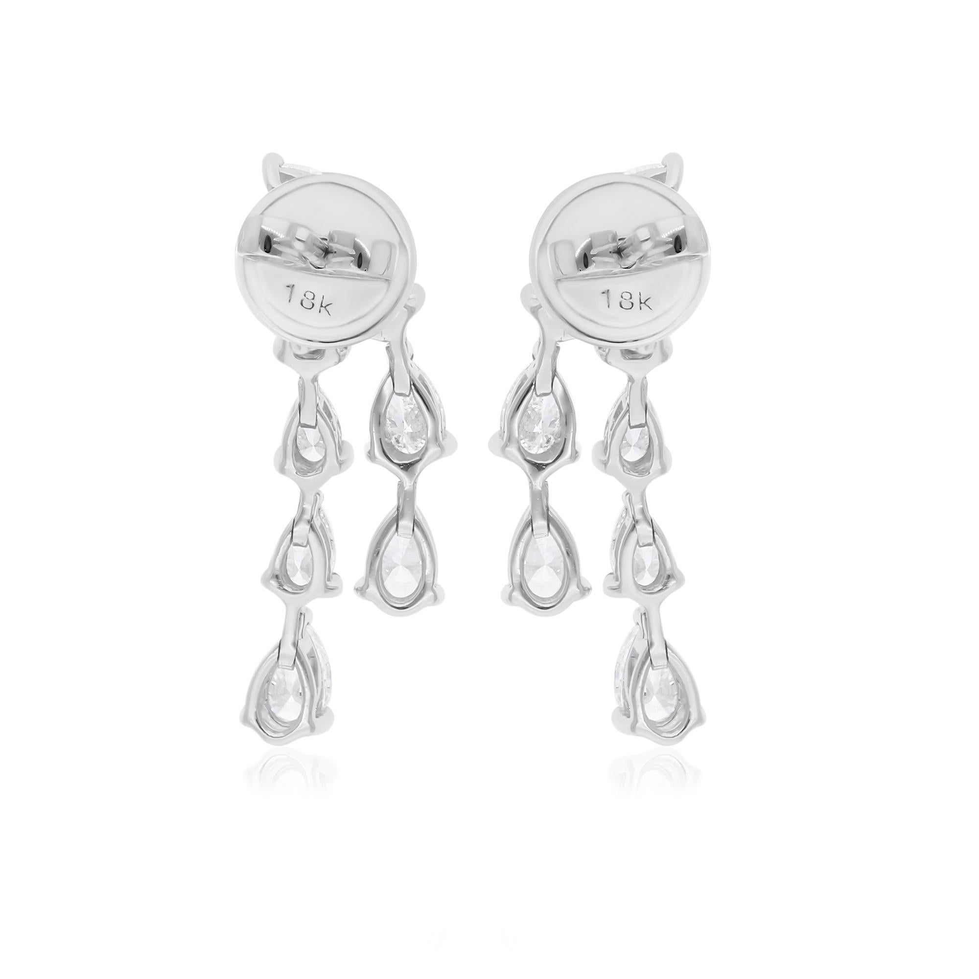 1.48 Carat SI/H Pear Brilliant Cut Diamond Earrings 14 Karat White Gold Jewelry In New Condition For Sale In Diera, Dubai