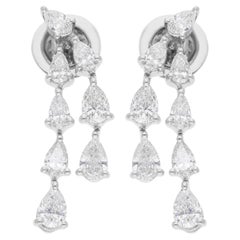 1.48 Carat SI/H Pear Brilliant Cut Diamond Earrings 14 Karat White Gold Jewelry