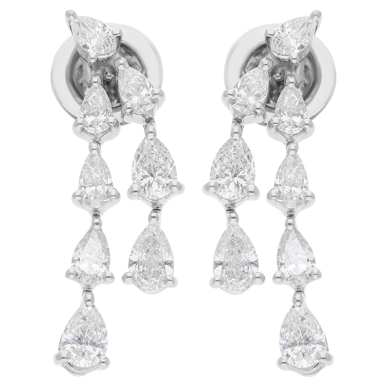 1.48 Carat SI/H Boucles d
oreilles diamant poire taille brillant 14 Karat White Gold Jewelry