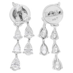 1.48 Carat SI/H Pear Brilliant Cut Diamond Earrings 18 Karat White Gold Jewelry