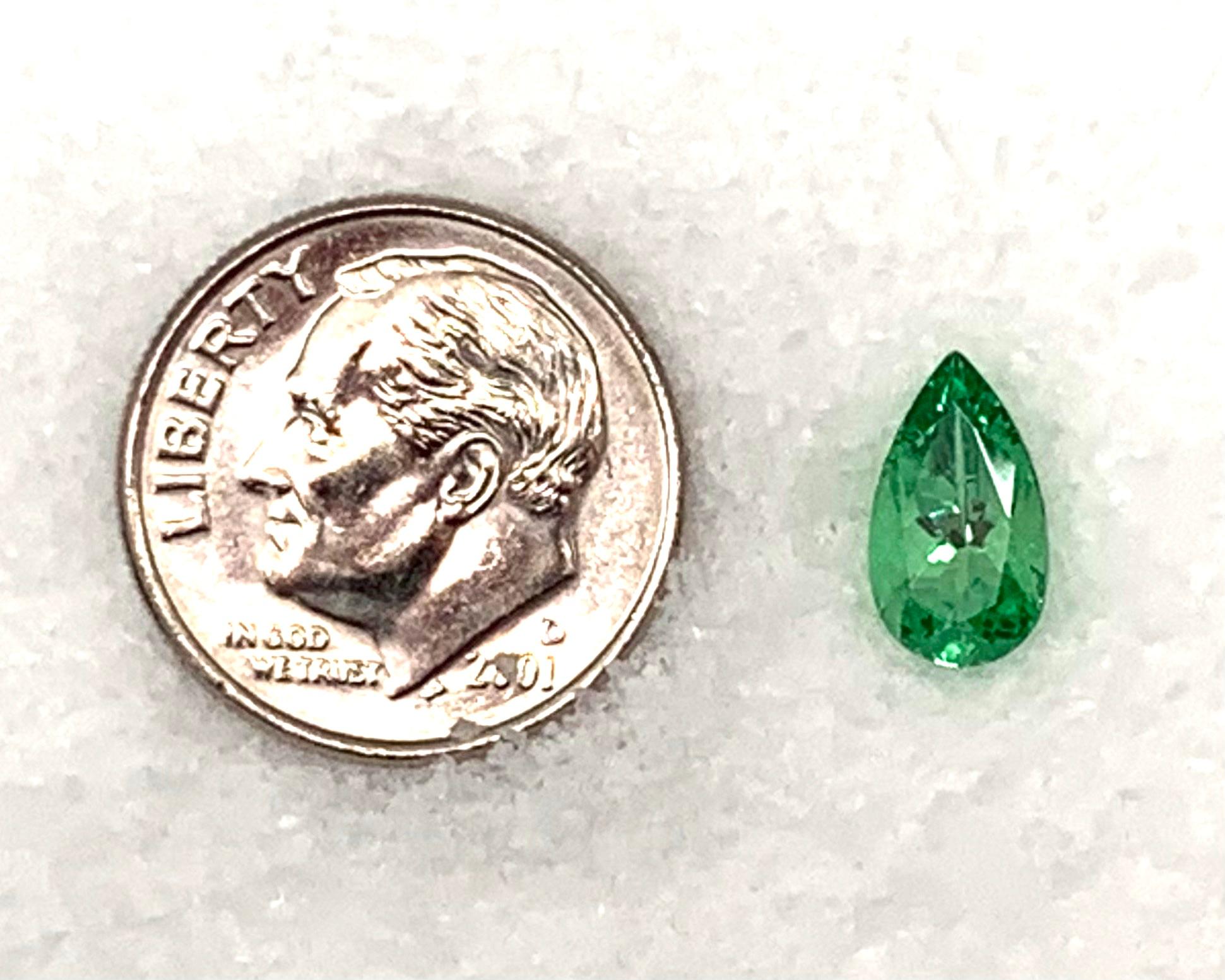 Women's or Men's 1.48 Carat Green Tsavorite Garnet Pear Shape, Unset Loose Unmounted Gemstone For Sale