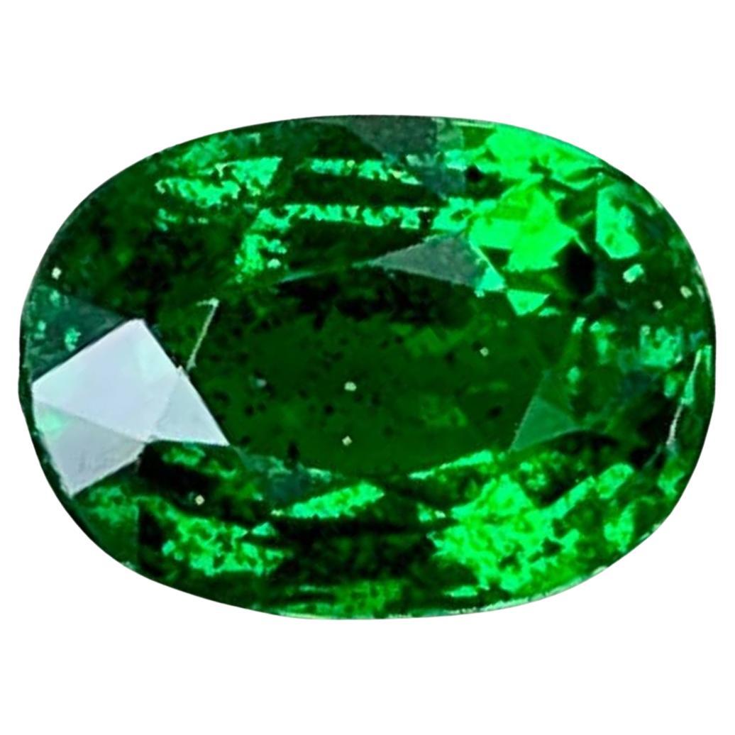 1.48 carats Bright Green Tsavorite Garnet Stone Oval Cut Kenyan Gemstone