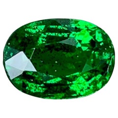 1.48 carats Bright Green Tsavorite Garnet Stone Oval Cut Kenyan Gemstone
