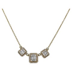 1.48 Carats White Diamond Yellow Gold Necklace