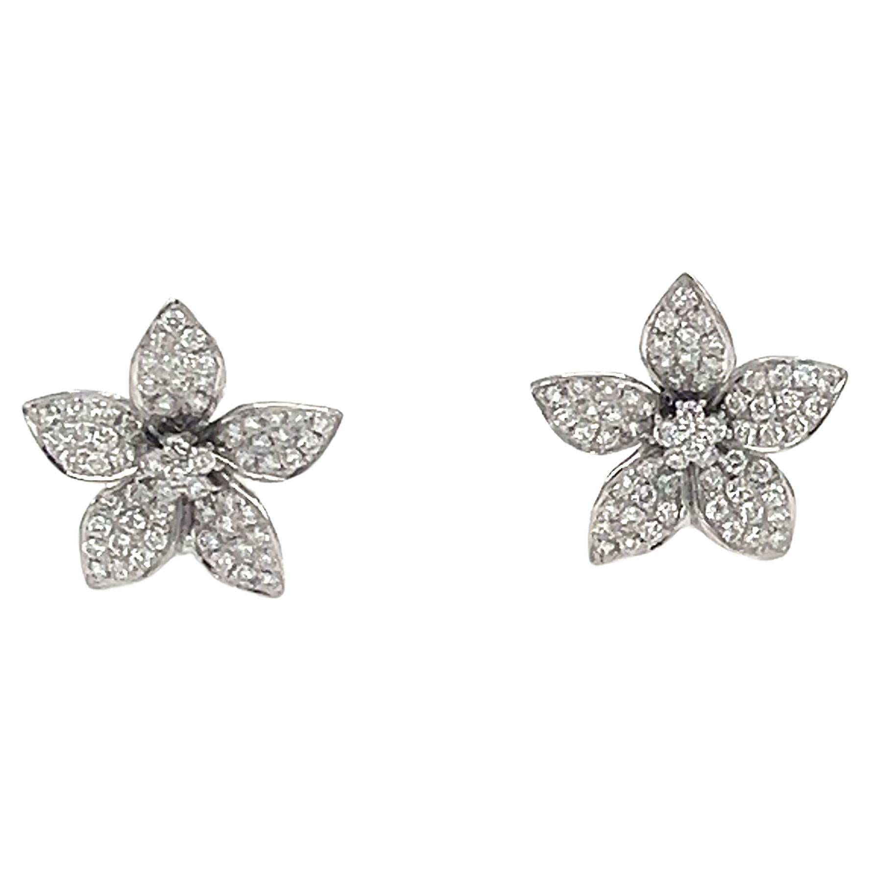 Boucles d'oreilles en diamant fleuri de 1,48 ct en vente
