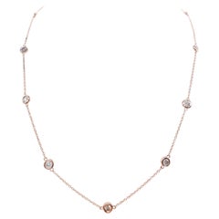 PRIX DE VENTE – PAS D'OFFRES – Collier en diamants naturels de 1,48 ct, en or rose 14 carats