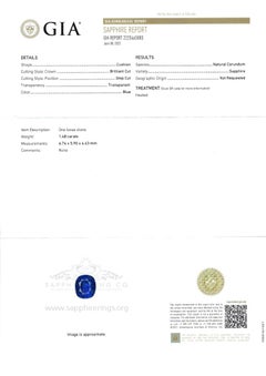 1.48 ct Platinum Sapphire Ring - GIA Certified Ceylon Blue Sapphire
