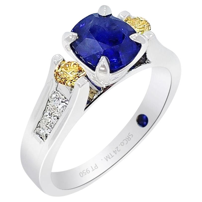 1,48 Karat Platin Saphir Ring - GIA zertifizierter Ceylon Blauer Saphir 