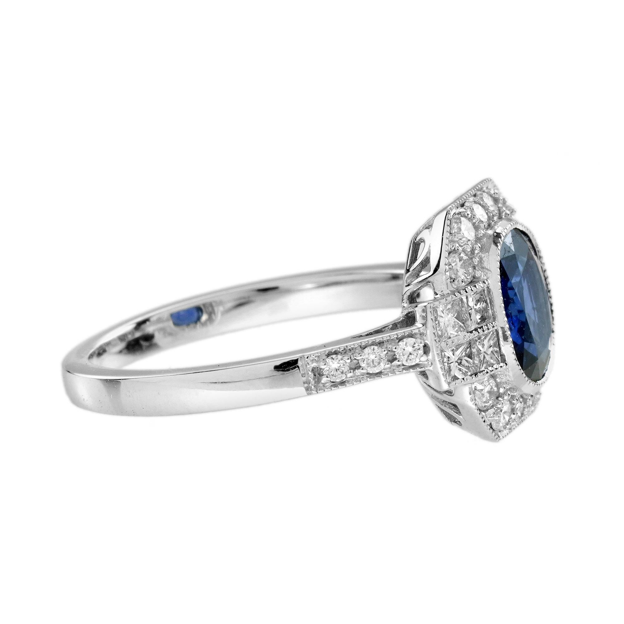 1.48 Ct. Sapphire Madagascar Diamond Art Deco Style Engagement Ring in 18K Gold In condizioni Nuovo in vendita a Bangkok, TH