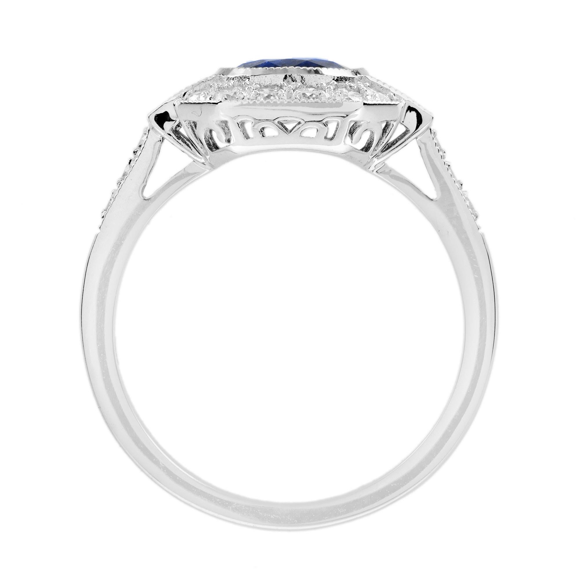 1.48 Ct. Sapphire Madagascar Diamond Art Deco Style Engagement Ring in 18K Gold in vendita 1