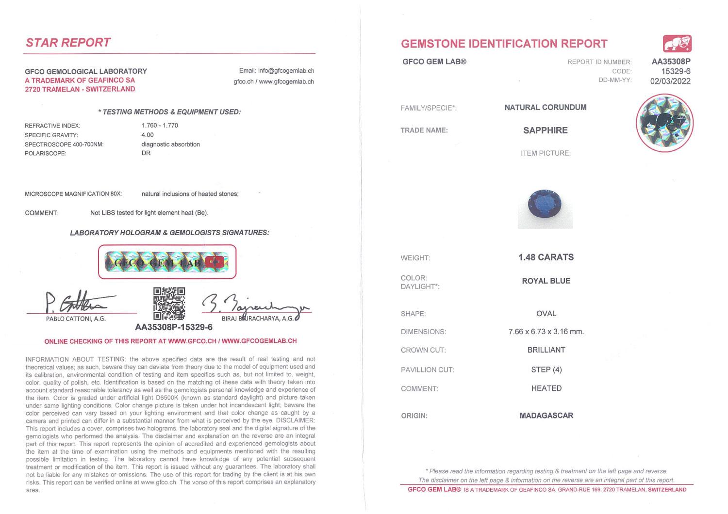 1,48 Ct. Anello di fidanzamento in stile Art Deco con zaffiro e diamante del Madagascar in oro 18 carati 4
