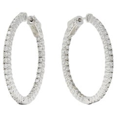 1,48 Karat Diamant 14 Karat Weißgold Creolen mit Innenseite und Außenseite 30 MM Creolen