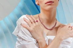 14.8ct Octagon Ruby and Mixed Diamond Tennis Necklace in 18k Solid White Gold