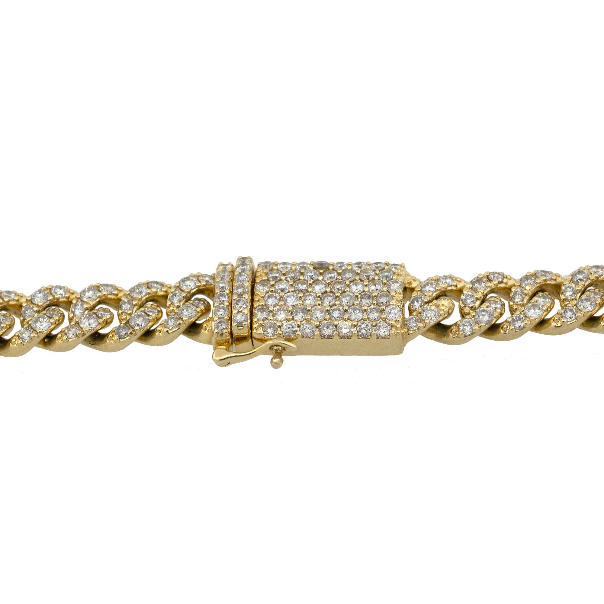 14.80 Carat Diamond Pavé Cuban Link Chain Necklace 10 Karat in Stock In New Condition In Boca Raton, FL