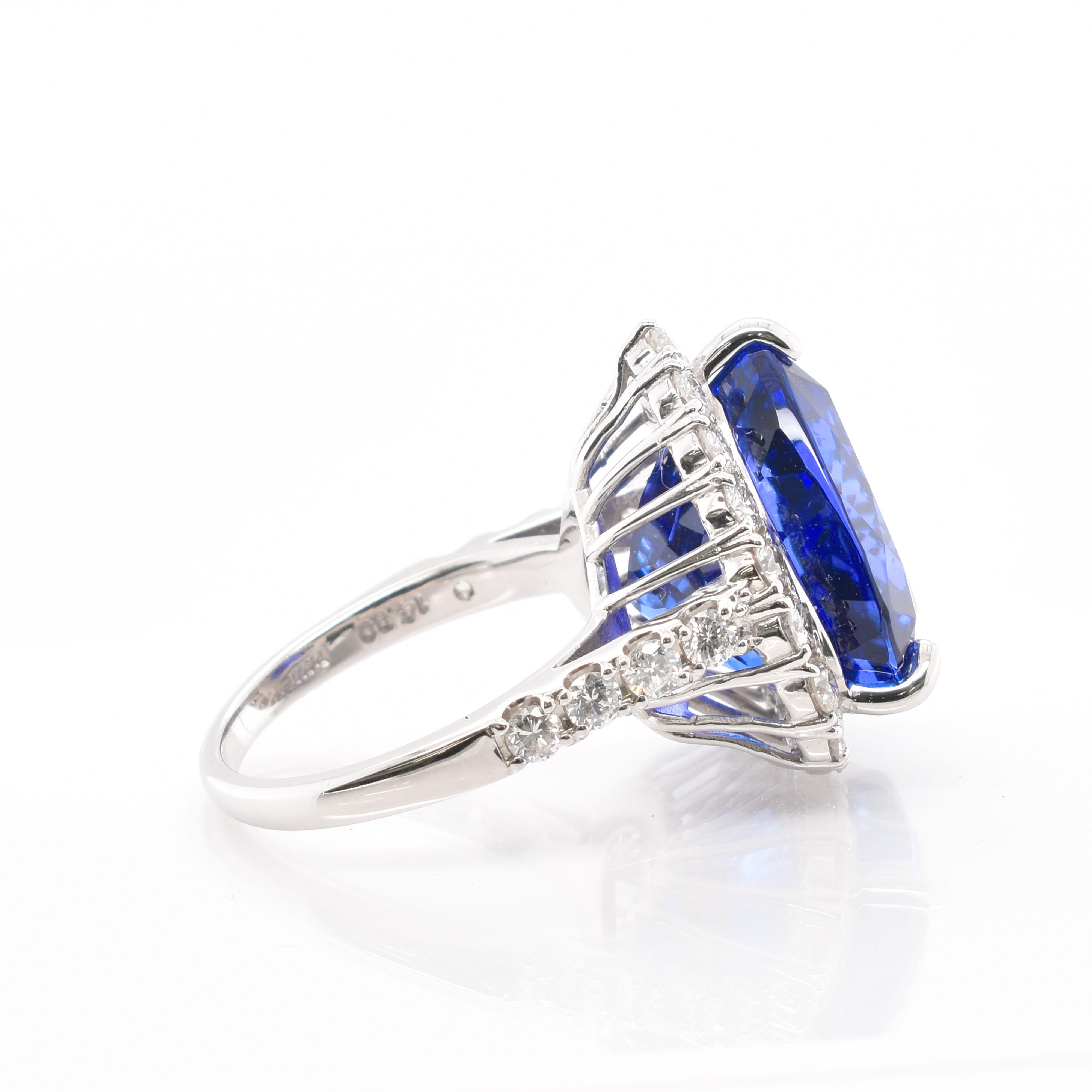 Modern 14.80 Carat Heart-Shaped Tanzanite and Diamond Ring Set in Platinum